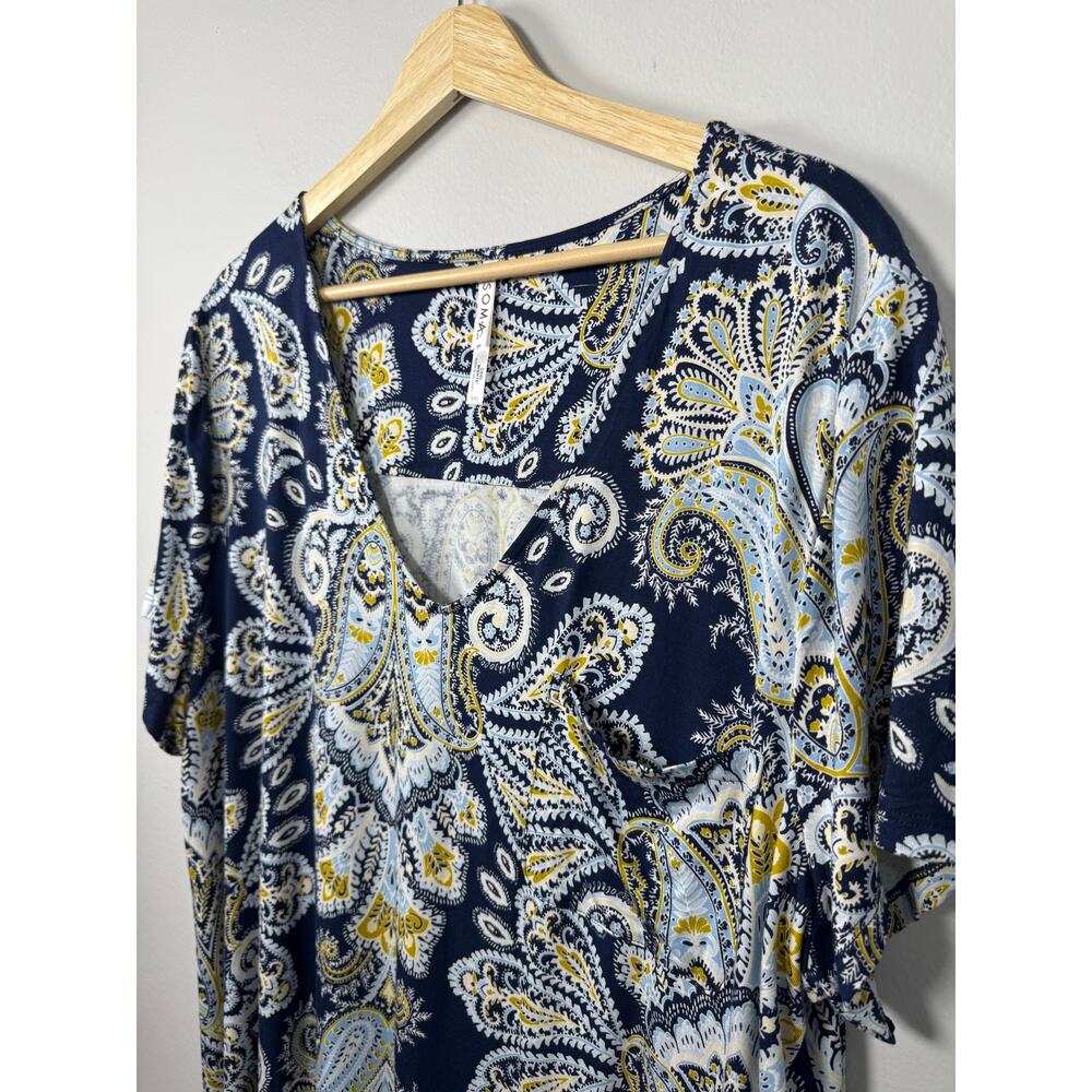 Soma Cool Nights Sleep Dress XXL Blue Paisley Short Sleeve Nightgown - Picture 4 of 11